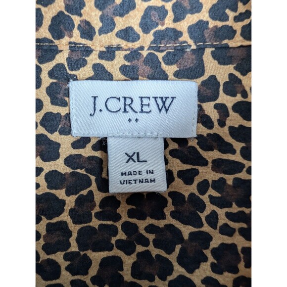 J Crew Blouse Women's XL Cheetah Animal Print Button Up Long Sleeve Collared - Picture 3 of 11